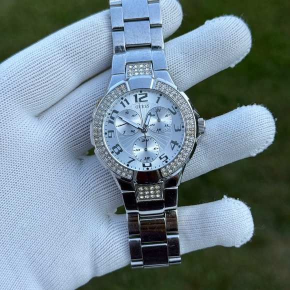 Guess Silver Women\'s Watch with Crystal Accents chronograph Watch main image 6